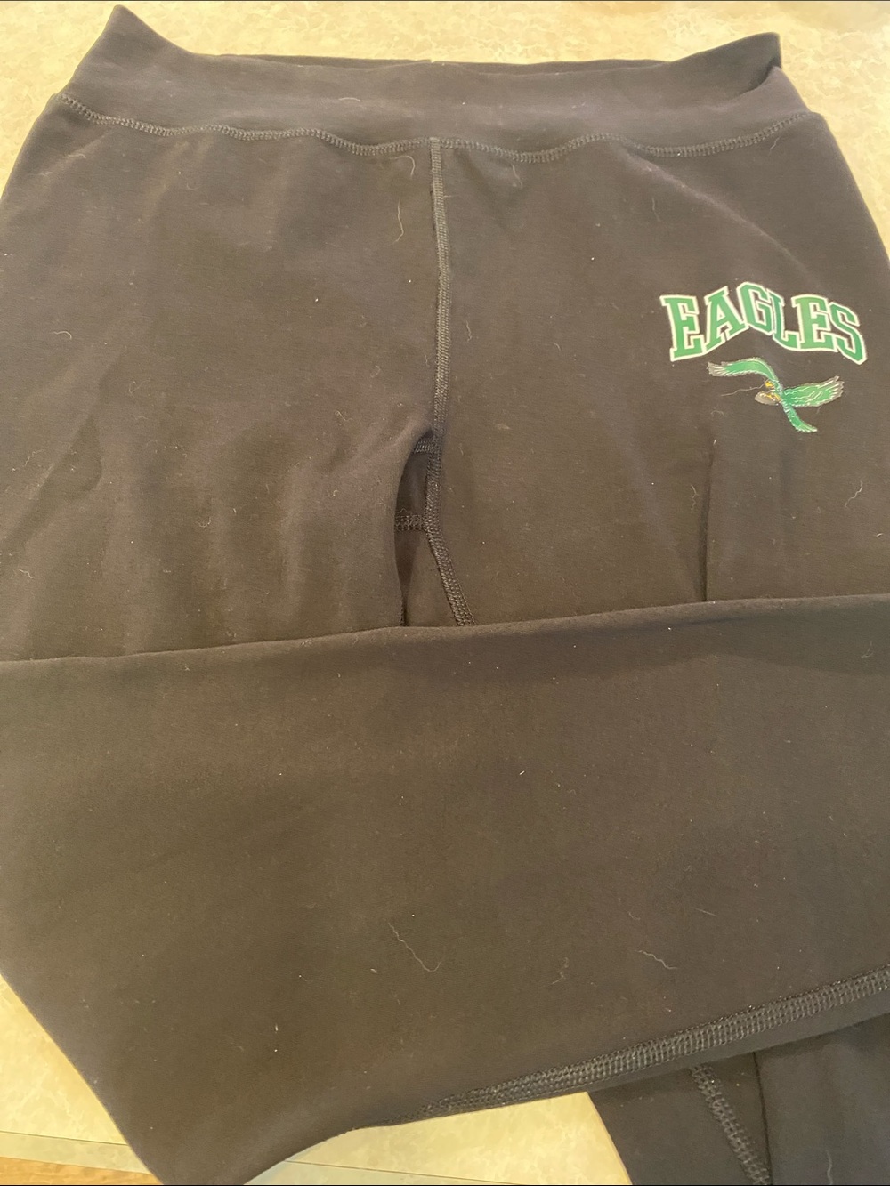 NFL Black Leggings with Green Eagles Logo